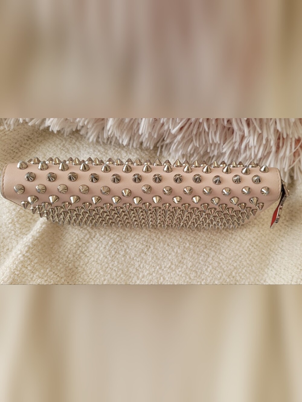 Christian Louboutin Panettone Silver Spiked Zip Pink Blush Wallet - GUC - Picture 4 of 16
